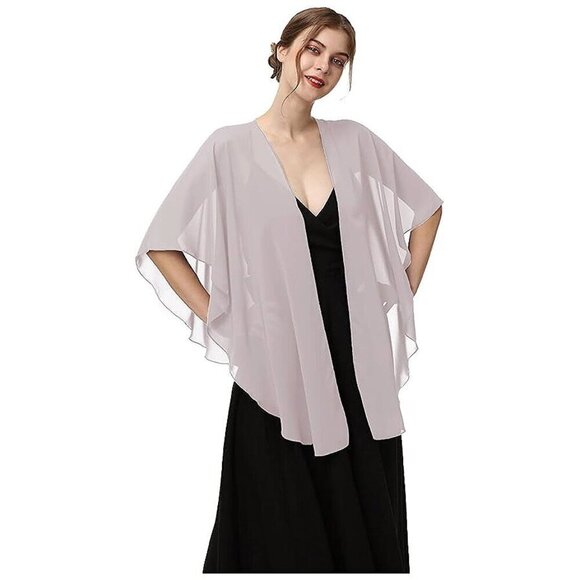 Womens Chiffon Shawls and Wraps Grey1 - Picture 1 of 5